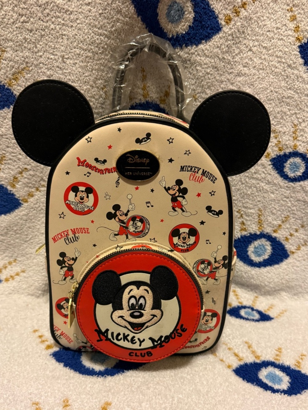 Her Universe Cream, Red & Black Mickey Mouse Club Mini Backpack